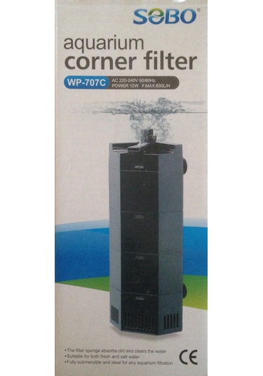 Sobo Wp-707C Akvaryum Köşe İç Filtre 650 L/S 12 W