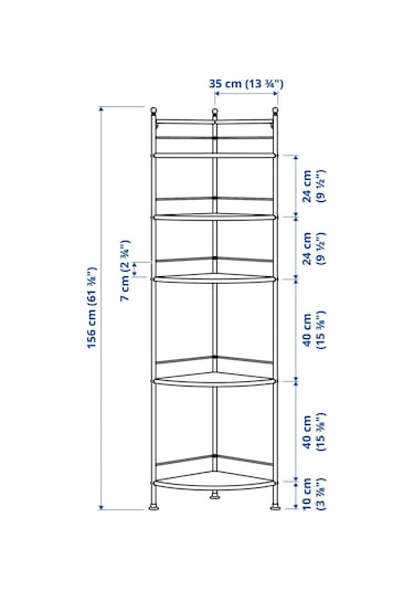 Banyo Raf Ünitesi, Siyah 35x156 Cm Köşe Rafı Açık Raf Siyah