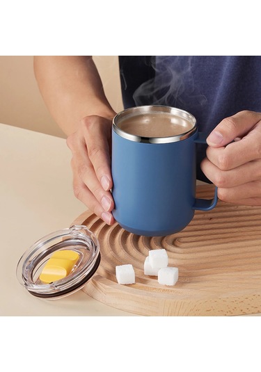 Sones 401-500ml 304 Paslanmaz Çelik Taşınabilir Kupa Kahve Kupası Kapaklı Sızdırmaz Termos İçecek Şişesi