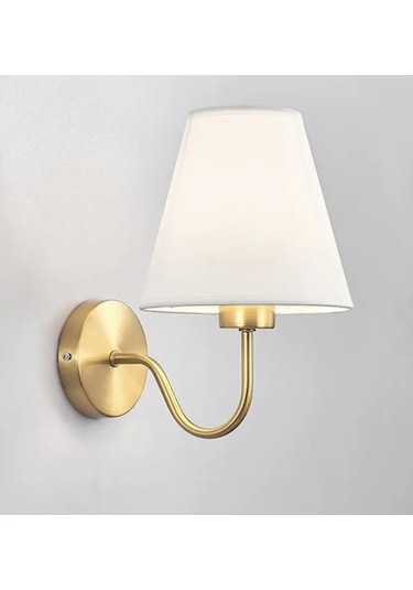 Burenze Duvar Aplik Eksitme Gold Gövde Beyaz Abajur