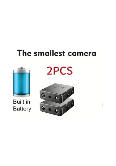 Xuweiwei Black Twopcs Mini Kamera Seti: Sd Destekli Ev Bebek Kedi Nöbetçi Kamera Hareket Algılama Dahili Pil