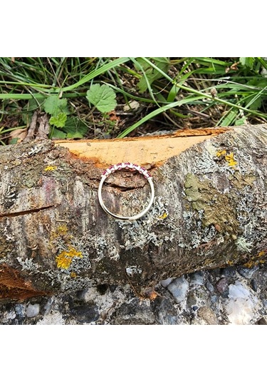 7 Taş Yakut Taşlı Minimal Tasarım Yarım Tur Alyans 14 Ayar Altın 552950089