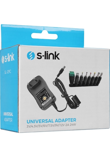 S-Link Sl-129C 3V-4,5V-5V-6V-7,5V-9V-12V 2A 24W (5.5-2.1) 8 Uçlu