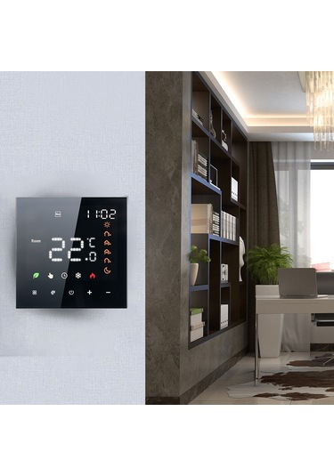 Xiyyadms Beyaz Akıllı Sıcaklık Kontrol Paneli - Tuya App İle Programlanabilir, Ses Kontrolü, Dokunmatik Ekran, 16a Elektrikli Isıtma İçin