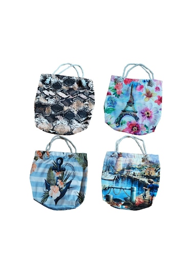 Baskılı Bez Plaj Çantası Çok Renkli
