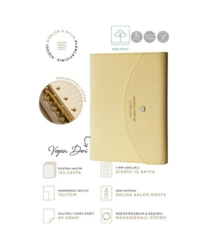 Vj Mekanizmalı Defter 12x17cm Ivory 96 Yaprak Sarı Çok Renkli
