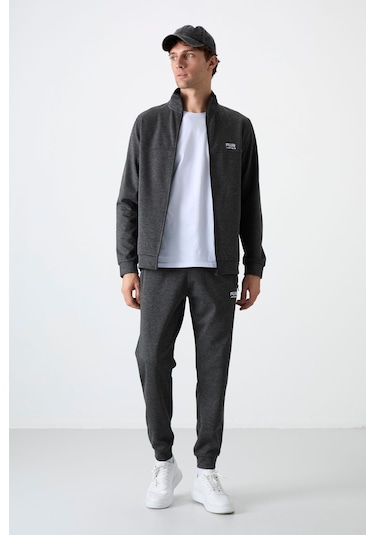 Tommy Life Hugo Antrasit Melanj Jogger Erkek Eşofman Takım - 85198 Antrasit - Melanj Antrasit  Melanj