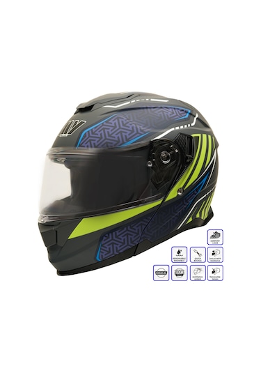 My Helmets Mks002-rgby Güneş Vizörlü Şeffaf Çene Açılır Motosiklet Kaskı Çok Renkli