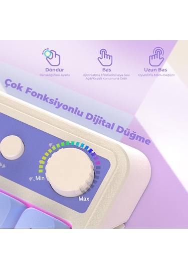 Aula S99 Retro Rgb Gaming 3 Modlu Bluetooth/2.4ghz/usb-c Kablosuz Makrolu Türkçe Q Klavye Mavi