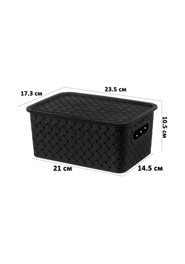 El Casa Kapaklı Saklama Sepeti 3 Adet, 3 L 59285445 Siyah