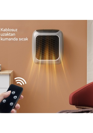 Ikkb Yeni Model Ev Ofis Mini Akıllı Sabit Sıcaklık Duvara Monte Kare Uzaktan Kumandalı Sıcak Hava Isıtıcı Gri