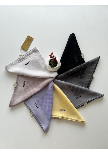 Indigo Elegance Monogram Eşarp İndigo