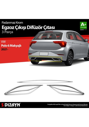 S-dizayn Vw Polo 6 Hb Makyajlı Krom Egzoz Çıkışı Difüzör 2021 Üzeri