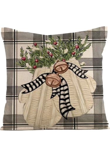 Tenfowee Noel Baskılı Yorgan Kılıfı Kuzgun Geyik Desenli Kumaş 45x45 Cm Ev Araba Koltuk Yastığı Tek Kılıf Ct196-3 Diğer