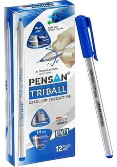 Pensan Tükenmez Triball 1 MM Mavi 01003 12'li Kutu