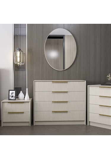 Kale Luxe Aynalı 4ç Şifonyer - Kumtaşı