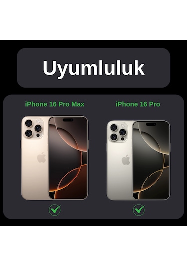 Safeus Safir Temperli Kamera Lens Koruyucu Apple Uyumlu iPhone 16 Pro Max İle Siyah