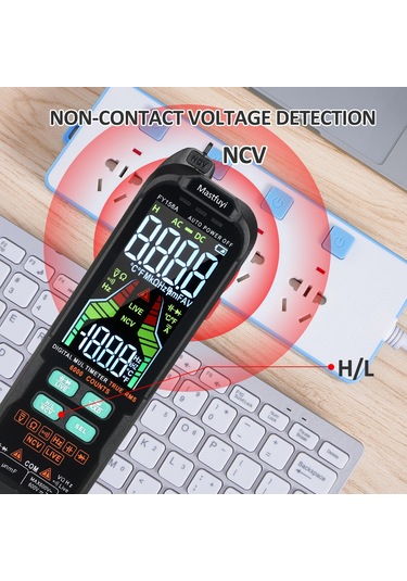 Maiyame Mastfuyi Fy158a Otomatik Dijital Multimetre - Akıllı Elektronik Test Aleti, Ac/dc Gerilim Akım Direnc Ölçer, Taşınabilir Siyah 3 Aaa Pil Yok