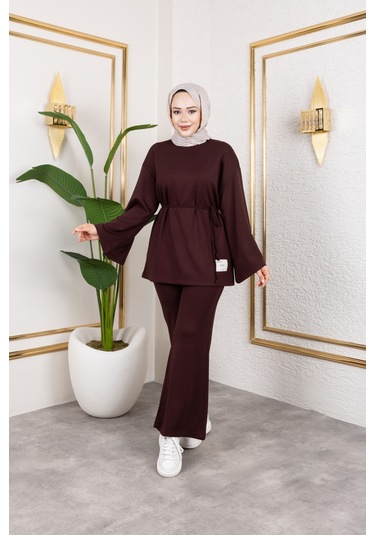 Mevsimlik Modal Kumaş Takım - T114 Kahverengi