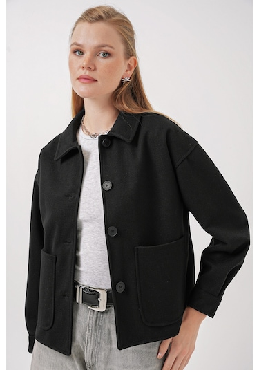 Bigdart 0713 Kadın Kaşe Ceket - Siyah