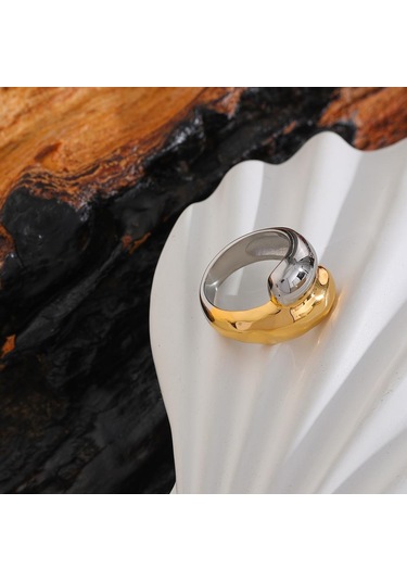 Eetit Paslanmaz Çelik Yüzük Kadın Geometrik Metal Parmak Yüzük 7