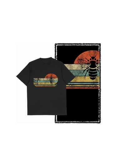 The Coolmınd Coolmind De %100 Pamuklu Erkek Grafik Tişört - Komik Arı Baskılı Büyük Bedengreen Green