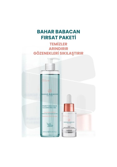 Bahar Babacan Niacinamide Serum 30 ML + Niacinamide ve Salatalık Özlü Arındırıcı Yüz Yıkama Jeli 250 ML