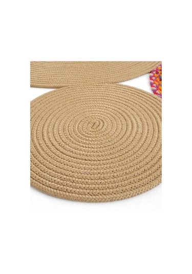 Cool Halı Luke 848 Naturel Renk Oval Halı Paspas Bohem Örgü Hasır Kilim Mutfak Balkon Banyo Halısı