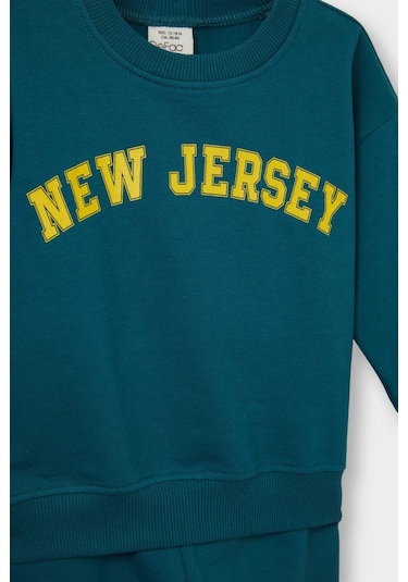Defacto Erkek Bebek 2li Takım Baskılı Sweatshirt Eşofman Altı E8985a525augn265 Yeşil