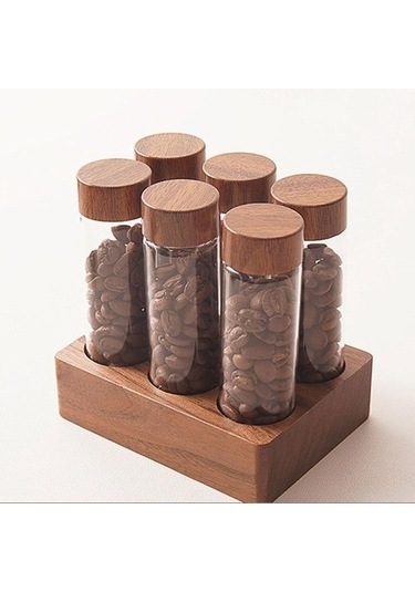 Tongxida Türk Kahve Çekirdeği Depolama Tüpü, Mutfak Dekorasyonu, Ahşap Raf, Ev Dekoru Çok Renkli Çok Renkli