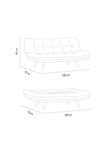 Pafu Hippo Yataklı Üçlü Koltuk - Gri Gri