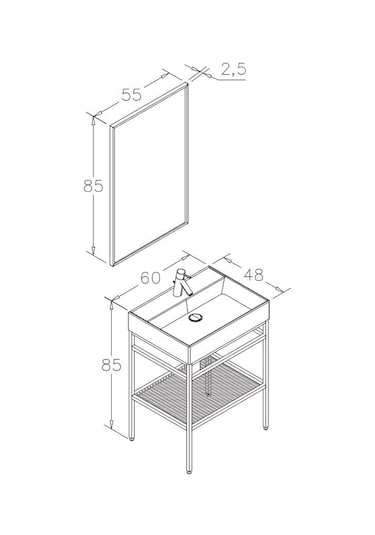Orka Capetown 60 Cm Siyah Banyo Dolabı Takımı Siyah