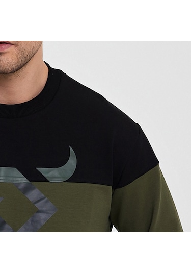 Twobull HELSİNKİ Erkek  Siyah / Haki Sweatshirt