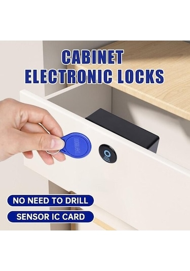 Jokmae Siyah Gizli Sensörlü Dijital Kilit - Emıd Kartlı, Pilli Dolap Güvenliği