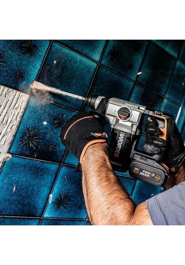 Worx WX380.9C 20Volt 2.0Ah. 2.2J Li-ion Tek Akülü Şarjlı Profesyonel Sds-Plus Pnömatik Kırıcı/Delici