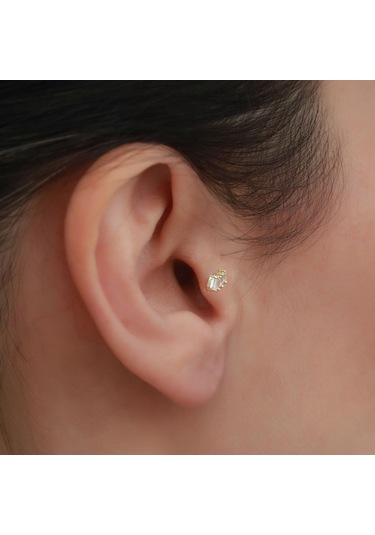 14 Ayar Altın Beşli Baget Tragus Piercing Sarı