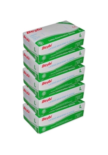 Beybi Beybi Lateks Pudralı Çok Amaçlı Kullan At Eldiven L 100'Lü 5 Paket