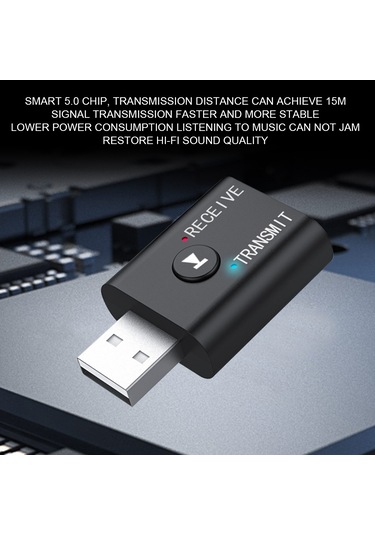 Kosona Bt5.0 Çift Fonksiyonlu Verici-alıcı, Ses Adaptörü, 10m Menzil, Hi-fi Ses Kalitesi, 3.5mm Bağlantı