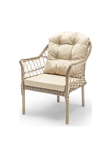 Zen Masalı Çay Seti Bahçe Ve Balkon Mobilyası Takımı 1+1+1+1+ Çap 110 Masa ,krem Bambu - Krem