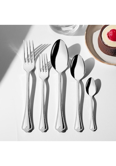 Nehir Fulya Sade 12 Kişilik 60 Parça Çatal Kaşık Takımı Gümüş