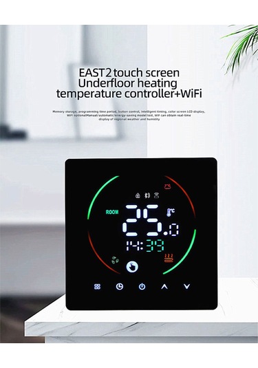 Suofeng East2-16a Siyah Wifi Akıllı Zemin Isıtma Termostati: Uzak Kontrol, Zamanlama, Nem Ve Hava Durumu Gösterimi, Çocuk Kilidi, Enerji Tasarrufu