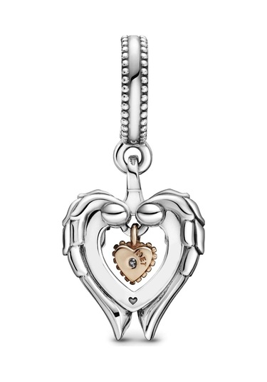 Nur Silver Melek Kanatları Ve Kalp Sallantılı Gümüş Charm Nur-bl01995