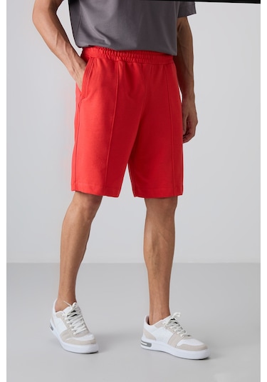 Tommy Life Fiesta Pamuklu Kalın Yumuşak Dokulu Comfort Fit Basic Erkek Şort - 81261 Kırmızı
