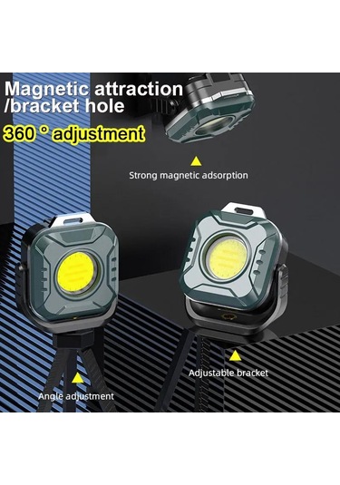 Cob Cep Lambası Anahtarlık El Feneri Usb Şarj Edilebilir 6 Mod Süper Parlak Mini Taşınabilir Mıknatıslı Çalışma Işığı Açık Hava Kampı Kırmızı Beyaz Işık-6 Mod