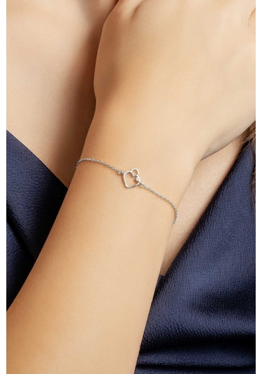 So Chic İlk Aşk 18 Ayar Beyaz Altın Kaplama 19 Cm Gümüş Bileklik Rodyum