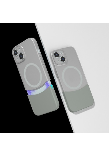 Mobilefix Iphone Uyumlu 15 Kılıf M-safe Şarj Özellikli Mıknatıslı Duble Kapak - Gri Gri