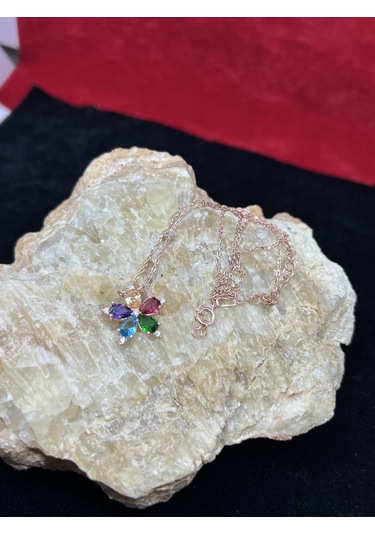 Firuze Gümüş Lotus Çiçekli Gümüş Kolye F1600313