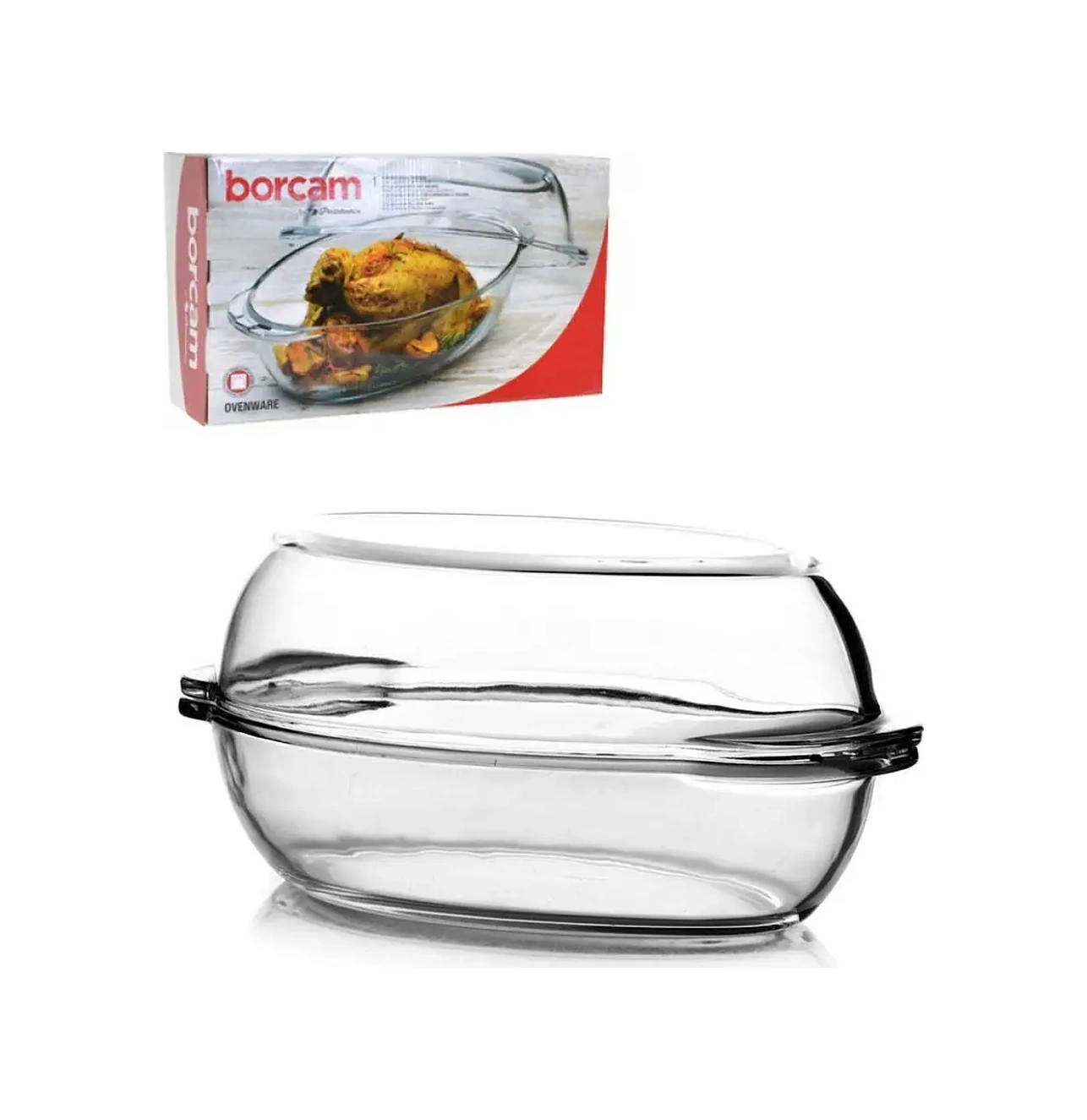 Borcam Cam Oval Yakalık Kabı Kapaklı 3 L + 3 L 10392391 Beyaz
