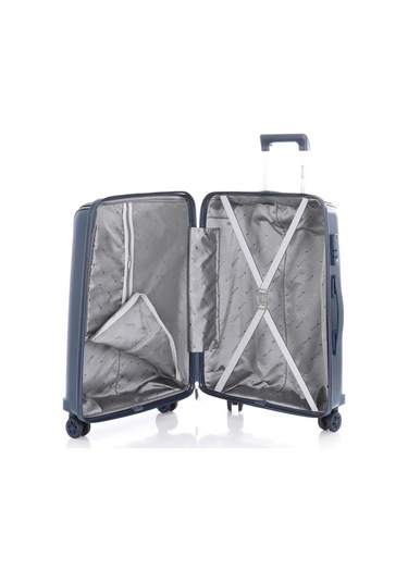 Mçs Bavul Orta Ve Kabin 2li Set Kırılmaz Silikon Valiz V305 Laci Lacivert