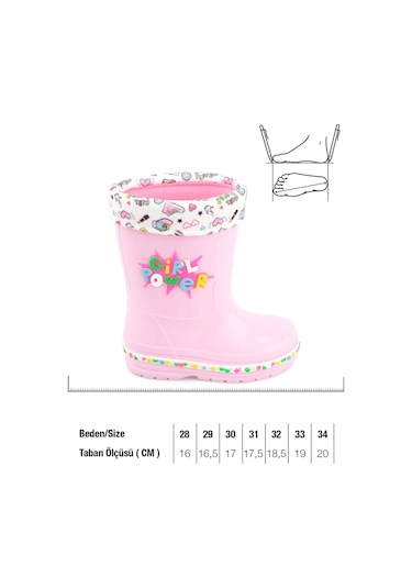 Gezer 00678 Kız Çocuk Termal Astarlı Su Yağmur Geçirmez Çizme Pembe